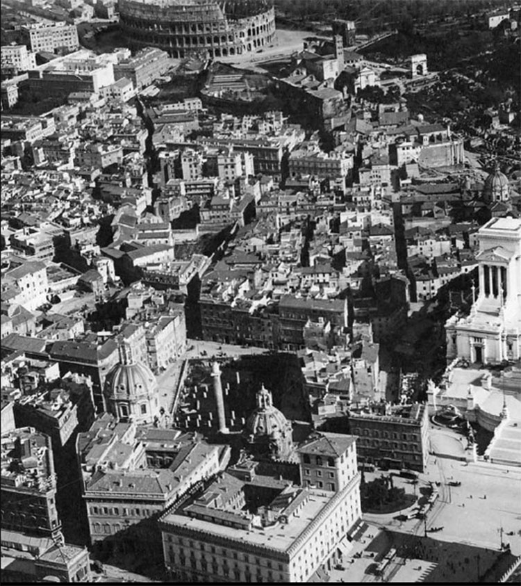 Via dell'Impero prima dei lavori di sbancamento